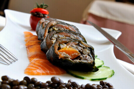 Lentilles et Saumon au restaurant de l'Hôtel de la Poste